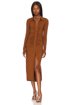 Good American Good Touch Button Front Midi in Brown. Size 7.