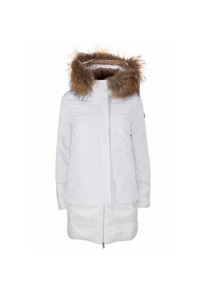 Yes Zee Chic Quilted Nylon Down Jacket with Fur Hood - M