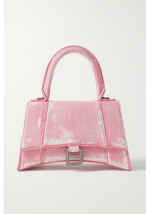 Balenciaga - Hourglass Small Denim-effect Printed Leather Tote - Pink - One size