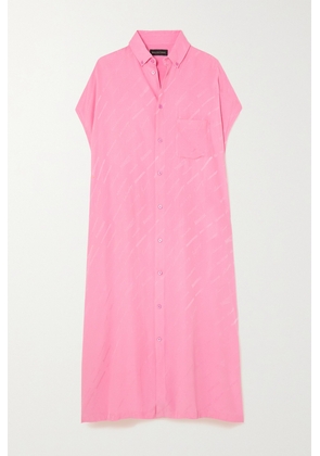 Balenciaga - Silk Crepe De Chine-jacquard Maxi Shirt Dress - Pink - FR34,FR36,FR38,FR42