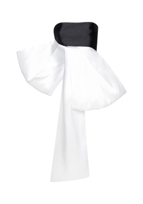 Solace London Nadina Black And White Top With Bow Detail In Silk Woman