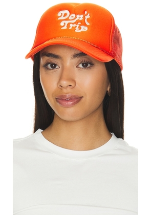 Free & Easy Don't Trip Trucker Hat in Orange.
