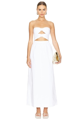 ADRIANA DEGREAS Solid Double Knot Long Dress in White. Size M.