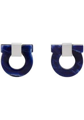 Ferragamo Silver & Blue Gancini Cuff Links