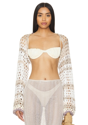 Free People Gia Crochet Shrug in Neutral. Size M, S, XS.