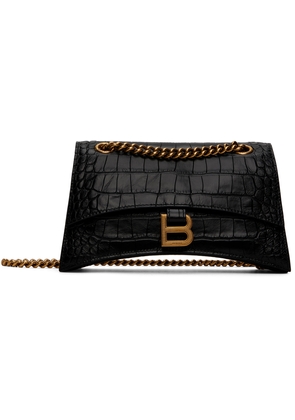 Balenciaga Black Croc-Embossed Small Crush Shoulder Bag