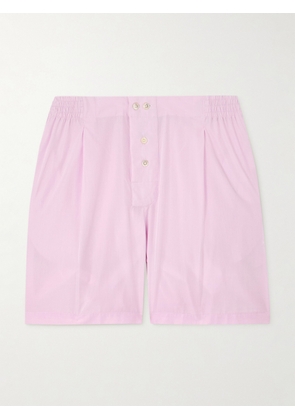 Sebline - Pleated Cotton-poplin Shorts - Pink - x small,small,medium,large,x large