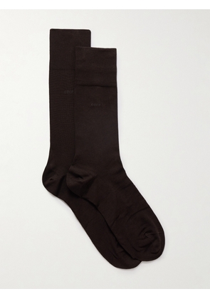 CDLP - Set Of Six Intarsia Cotton-blend Socks - Brown - x small,small