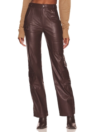 LPA Germano Faux Leather Cargo Pant in Chocolate. Size M, S.