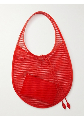 Alaïa - Patent-leather Trimmed Mesh Shoulder Bag - Red - One size