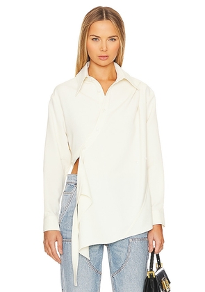 LEJE Asymmetric Wrap Shirt in White. Size XS.