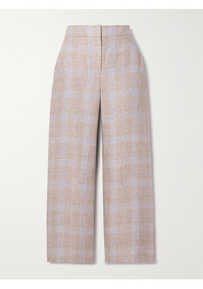 Veronica Beard - Brixton Cropped Checked Linen Wide-leg Pants - Brown - US0,US2,US4,US6,US8,US10,US12