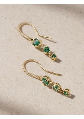 Jennifer Meyer - 3 Graduated Illusion 18-karat Gold, Emerald And Diamond Earrings - One size