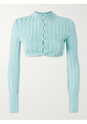 Alaïa - Cropped Ribbed-knit Cardigan - Blue - FR34,FR36,FR38,FR40,FR42,FR44