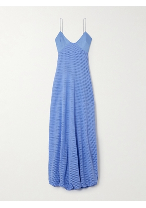 Faithfull - Ciele Open-back Linen-trimmed Open-knit Cotton Maxi Dress - Blue - x small,small,medium,large,xx large