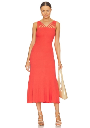 SOVERE Shire Knit Midi Dress in Coral. Size XS.