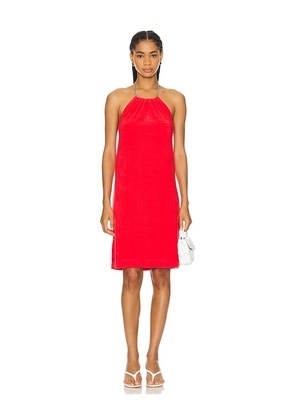 SUNDRY Lounge Halter Dress in Red. Size L, S, XL, XS.