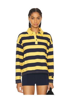 SUNDRY Crop Polo Shirt in Yellow. Size L, S, XL, XS.