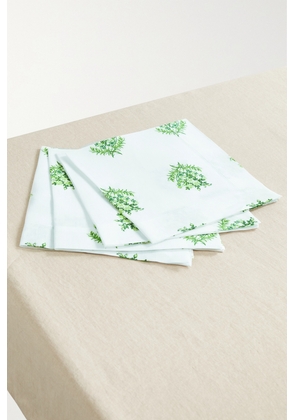 Emilia Wickstead - Set Of Four Printed Linen Napkins - Green - One size