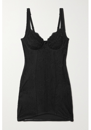 Balenciaga - Open-back Lace And Tulle Mini Dress - Black - FR36,FR38,FR40
