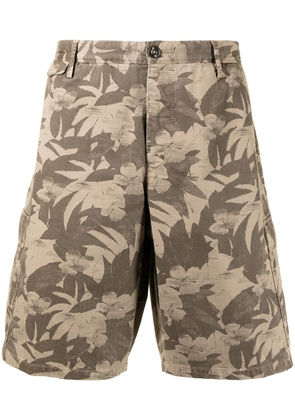 Pt01 leaf-print bermuda shorts - Brown