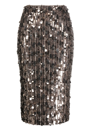 P.A.R.O.S.H. sequin-embellished pencil skirt - Brown