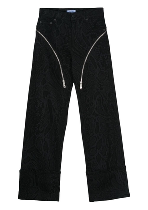 Mugler zip-embellished snake-print jeans - Black