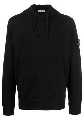 Stone Island logo-patch cotton hoodie - Black