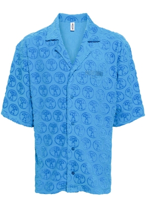 Moschino logo-embroidered cotton-blend shirt - Blue