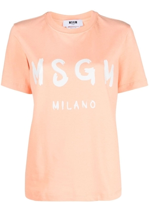 MSGM logo-print cotton T-shirt - Orange