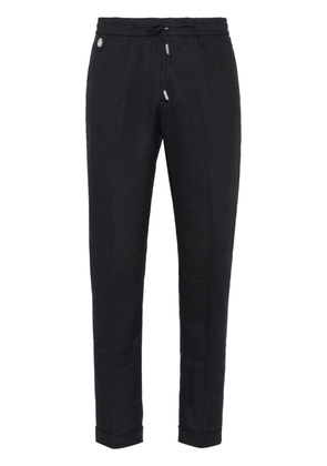 Billionaire crest-detail linen trousers - Black