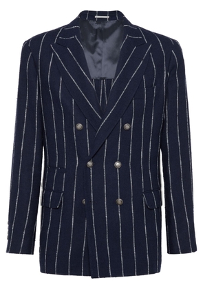 Brunello Cucinelli striped double-breasted blazer - Blue