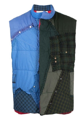 By Walid patchwork high-neck gilet - Blue