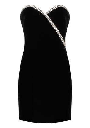 Saint Laurent velvet crystal-embellished mini dress - Black
