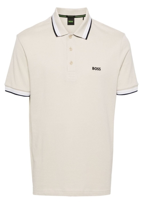 BOSS logo-embroidered piqué polo shirt - Neutrals