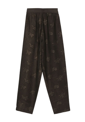 Uma Wang Palmer floral-embroidered tapered trousers - Brown