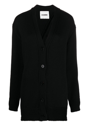 Jil Sander asymmetric button wool cardigan - Black