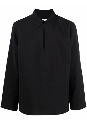 Nanushka low V-neck long-sleeved shirt - Black