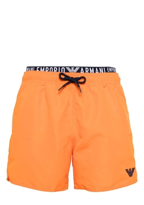Emporio Armani logo-waistband swim shorts - Orange