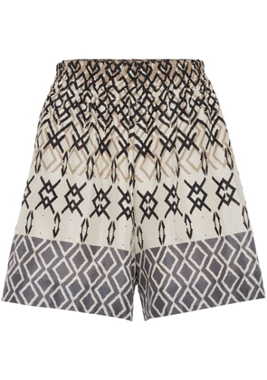 Brunello Cucinelli geometric-pattern silk shorts - Brown