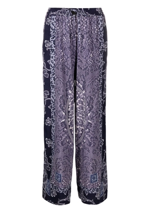 Pierre-Louis Mascia silk graphic-print trousers - Purple