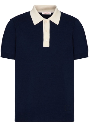 Valentino Garavani contrast-trim fine-knit polo shirt - Blue