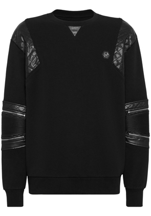 Philipp Plein diamond-quilt panelled sweatshirt - Black