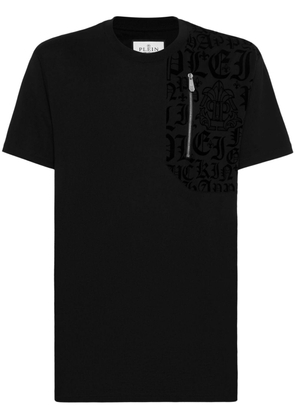 Philipp Plein logo-panel zip-detail T-shirt - Black