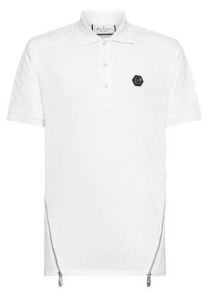 Philipp Plein zip-detail cotton polo shirt - White