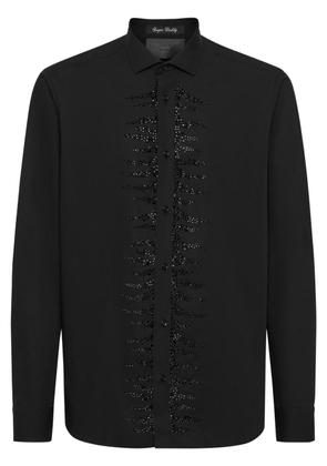 Philipp Plein rhinestone-embellished cotton shirt - Black