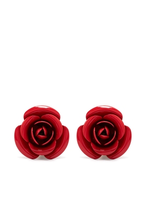 Rowen Rose floral-motif clip-on earrings - Red
