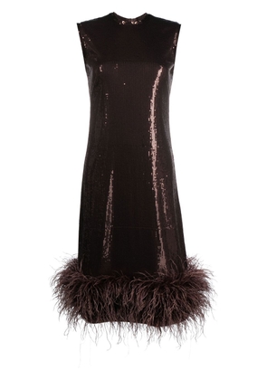 Atu Body Couture sequin-embellished feather-trim dress - Brown