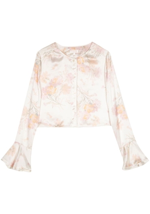 LoveShackFancy Lyndon floral-print silk blouse - White