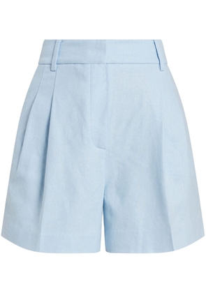 Michael Kors pleat-detailing linen-blend shorts - Blue